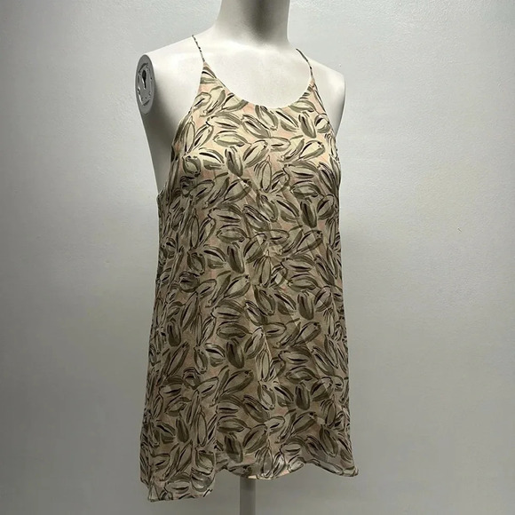 Theory Brylia Tank Top Blouse Sleeveless Shirt Pure Silk Leaf Ivory Size Small - Picture 1 of 9
